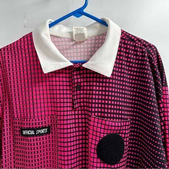 Official Sports Men's XL Hot Pink and Black LOng Sleeve Polo Shirt - Picture 2 of 9